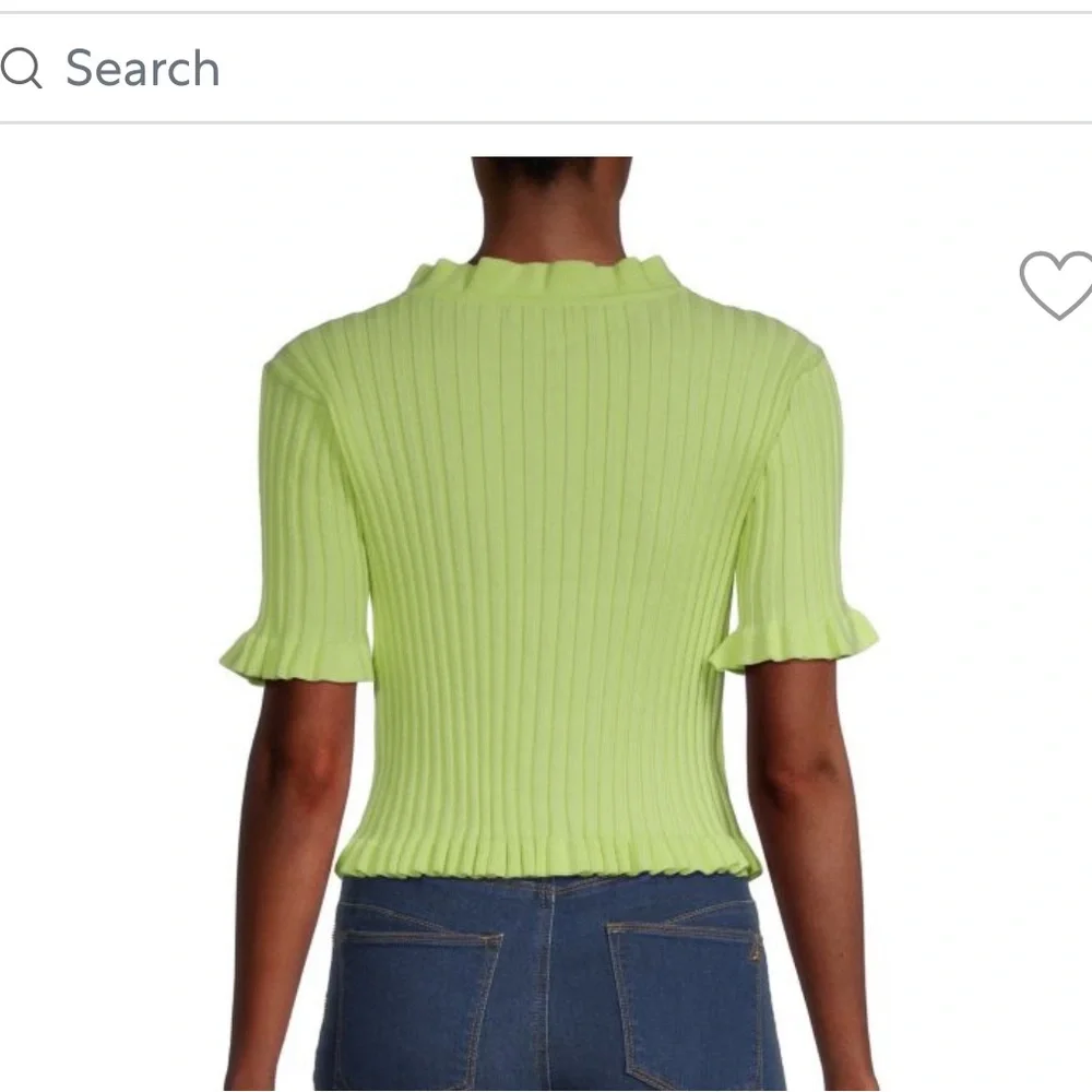 BCBGeneration Neon Rib-Knit Ruffle Top - Picture 6 of 6